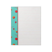 Red Orange Dots and Lines Fun Aqua Border Notepad Notizblock (Rotiert)