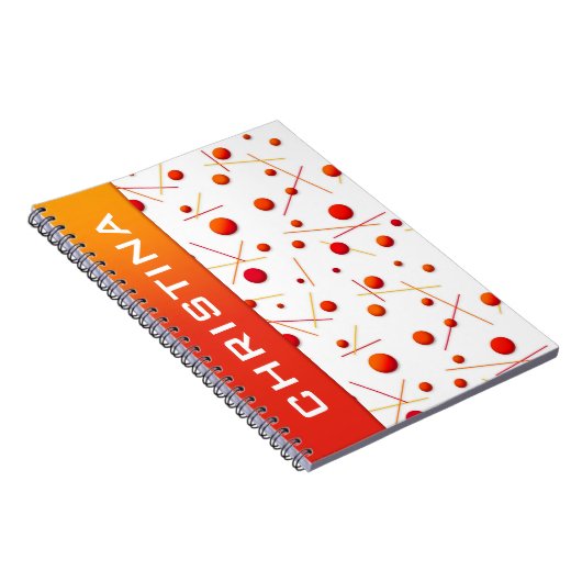Red Orange Dots and Lines Fun Custom Notebook Notizblock (Rechte Seite)