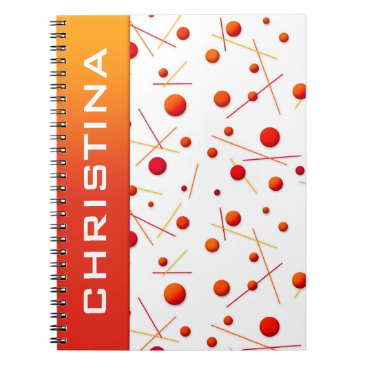 Red Orange Dots and Lines Fun Custom Notebook Notizblock (Vorderseite)