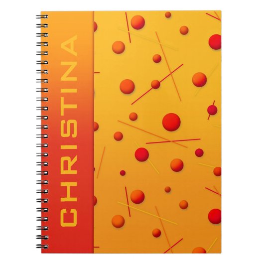 Red Orange Dots and Lines Fun Custom Notebook Notizblock (Vorderseite)