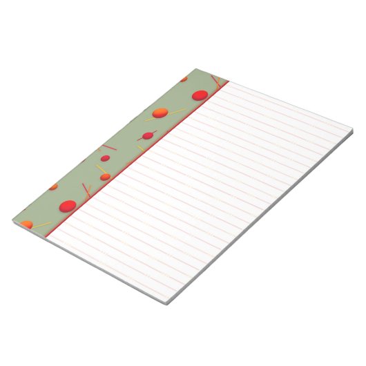 Red Orange Dots and Lines Fun Green Border Notepad Notizblock (angewinkelt)