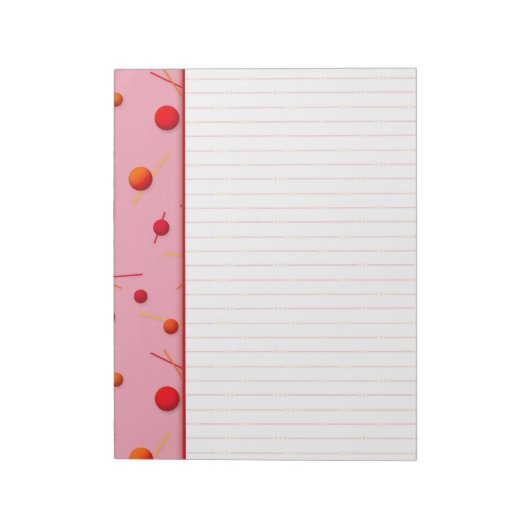 Red Orange Dots and Lines PInk Border Notepad Notizblock (Rotiert)