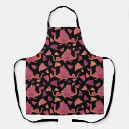 Red Orange Dragon Patches auf der schwarzen Schürz Schürze