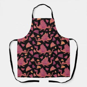 Red Orange Dragon Patches auf der schwarzen Schürz Schürze