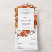 Red & Orange Fall Floral B Wedding All In One Einladung (Innen Boden)