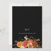 Red & Orange Fall Floral Wedding B - Black Einladung (Rückseite)