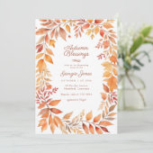 Red Orange Fall Leaf Autumn Segen Baby Dusche Einladung (Stehend Vorderseite)