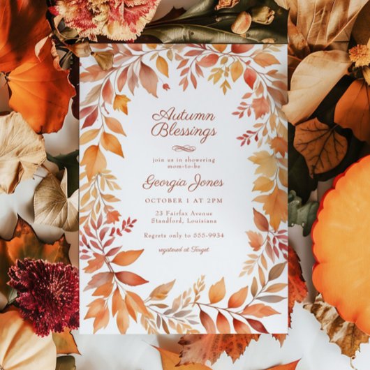 Red Orange Fall Leaf Autumn Segen Baby Dusche Einladung