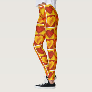 Red Orange Fiery Watercolor Kunst, Dichtung und Mu Leggings