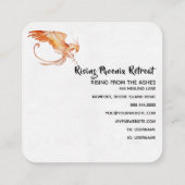 *~* Red Orange Flame Phoenix Feuerring Weiß Quadratische Visitenkarte (Rückseite)