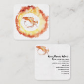 *~* Red Orange Flame Phoenix Feuerring Weiß Quadratische Visitenkarte (Vorne/Hinten)