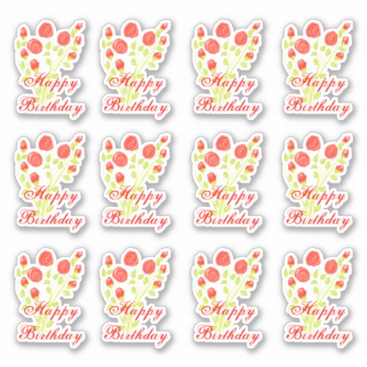 Red Orange Floral Sticky Aufkleber (Vorderseite)
