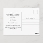 Red Orange Floral Wedding Speichern Sie das Datum  Postkarte (Rückseite)