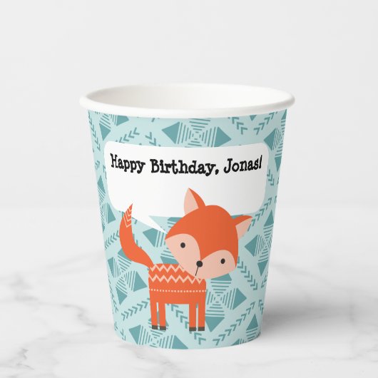 Red Orange Fox Personalisiert Paper Partys Cup Pappbecher (Vorderseite)