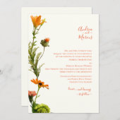 Red Orange Fresh Blume Einladung (Vorne/Hinten)