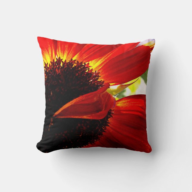 Red Orange Gerbera Daisy Foto Modern Bold Stylish Kissen (Vorderseite)