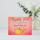 Red Orange Glitzer Pumpkin Fall Danke Karte (Stehend Vorderseite)