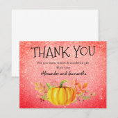 Red Orange Glitzer Pumpkin Fall Danke Karte (Vorne/Hinten)