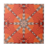 Red Orange Gray Ethnic Bohemisch Folk Art Muster Fliese (Vorderseite)