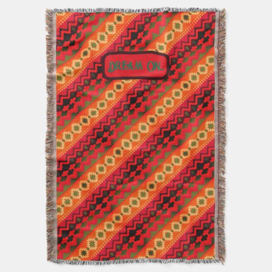 Red Orange Green Aztec Decke (Vorderseite Vertikal)