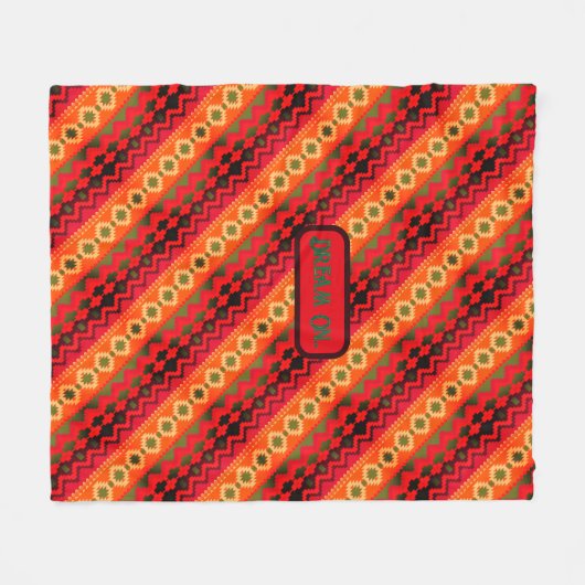 Red Orange Green Aztec Fleecedecke (Vorderseite (Horizontal))