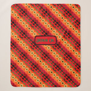 Red Orange Green Aztec Sherpadecke