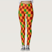 Red Orange Green Checkered Pattern Design  Leggings (Vorderseite)