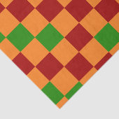 Red Orange Green Checkered Pattern Design  Seidenpapier (Ausschnitt)