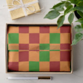 Red Orange Green Checkered Pattern Design  Seidenpapier (Geschenk)