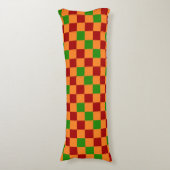 Red Orange Green Checkered Pattern Design Seitenschläferkissen (Vorderseite Vertikal)