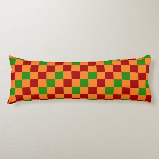 Red Orange Green Checkered Pattern Design Seitenschläferkissen (Vorderseite)