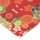 Red Orange Green japanische Blumenwolle Dining Tischdecke (Schrägansicht)
