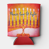 Red Orange Hanukkah Menorah Peace Liebe Light Küns Dosenkühler (Vorderseite)