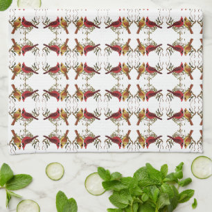 Red Orange Kardinal Geometric White Kittuch Geschirrtuch