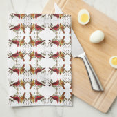 Red Orange Kardinal Geometric White Kittuch Geschirrtuch (Viertel Falte)