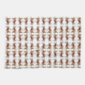 Red Orange Kardinal Geometric White Kittuch Geschirrtuch (Horizontal)