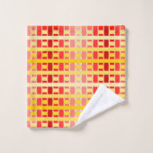 Red-Orange Kariert Badhandtuch Set (Waschlappen)