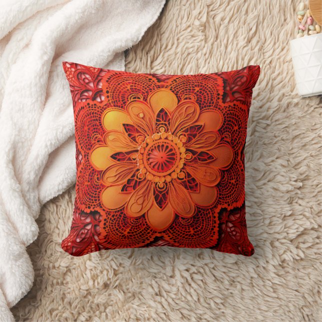Red Orange Lace Kissen (Decke)