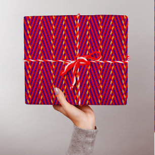 Red Orange Lila Zickzack Streifen Abstrakt Geschenkpapier