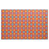 Red Orange Marigold Blume Blaues Hintergrundmuster Stoff (Yard (91,4 cm))