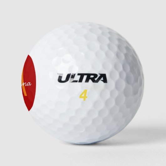 Red Orange Modern Monogram Name Golfball (Logo)