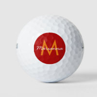 Red Orange Modern Monogram Name