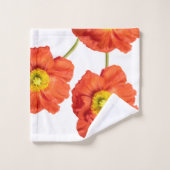Red Orange Modern Poppies Poppy Blume Badhandtuch Set (Waschlappen)