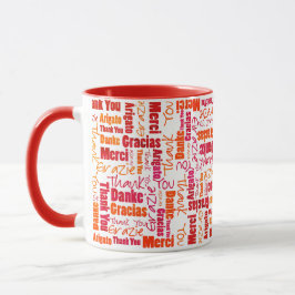 Red Orange Multilingual Vielen Dank Tasse