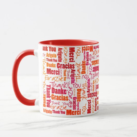 Red Orange Multilingual Vielen Dank Tasse (Links)