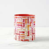 Red Orange Multilingual Vielen Dank Tasse (Zentrum)