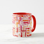 Red Orange Multilingual Vielen Dank Tasse (VorderseiteRechts)