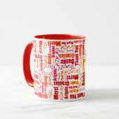 Red Orange Multilingual Vielen Dank Tasse (Vorderseite Links)