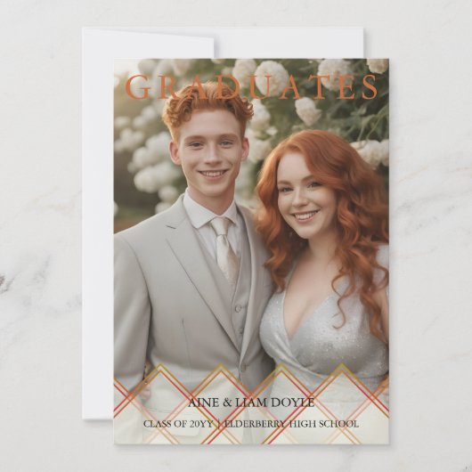 Red Orange Overlay Transparency Shapes Photo Grads Einladung (Vorderseite)