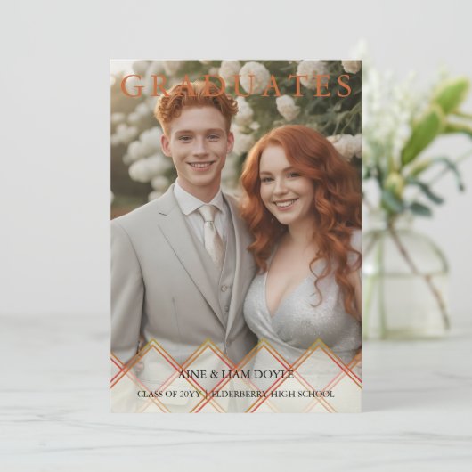 Red Orange Overlay Transparency Shapes Photo Grads Einladung (Stehend Vorderseite)